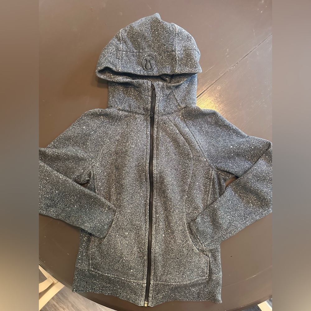 Lululemon Athletica Scuba Full-zip Hoodie Heathered Speckled Black Gray, Size 6